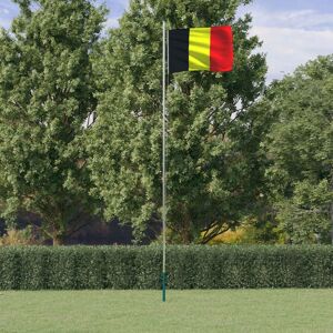 vidaXL Belgien flag og flagstang 6,23 m aluminium