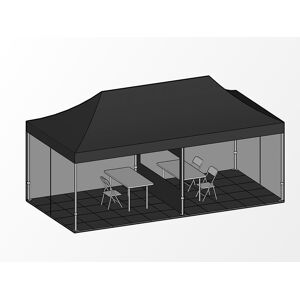 Dancover Besøgstelt Flextents Easy Up Pavillon Pro 3x6m Sort, Inkl. 6 Sider Og 1 Panorama Skillevæg