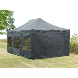 Dancover Foldetelt Flextents Easy Up Pavillon Pro 4x6m Sort, Inkl. 8 Sider