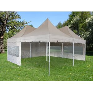 Dancover Foldetelt Flextents Easy Up Pavillon Pro Peak Pagoda 6x6m, Latte, Inkl. 8 Sidevægge