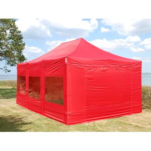 Dancover Foldetelt Flextents Easy Up Pavillon Pro Steel 4x6m Rød, Inkl. 8 Sider