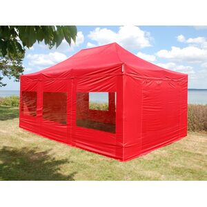 Dancover Foldetelt Flextents Easy Up Pavillon Pro Steel 4x8m Rød, Inkl. 6 Sider