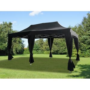 Dancover Foldetelt Flextents Easy Up Pavillon Steel 3x6m Sort, Inkl. 6 Pyntegardiner