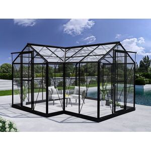 Dancover Orangeri/drivhus Glas 11,5m², 3,73x3,73x2,32m M/sokkel, Sort