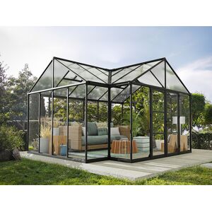 Dancover Orangeri/drivhus Polycarbonat Triomphe M/sokkel, 17,1m², Palram/canopia, 4,5x3,8x2,69m, Sort