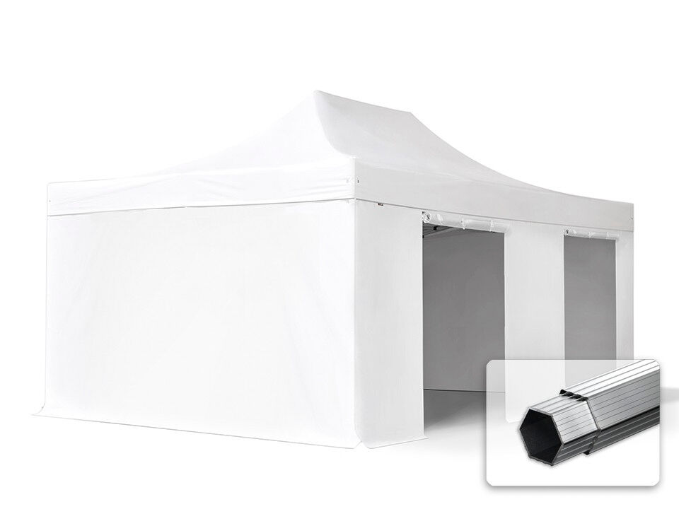 TOOLPORT Easy Up pavillon 4x6m Long-Life PVC 620 g/m² hvid 100 % vandtæt Faltzelt, Klappzelt hvid