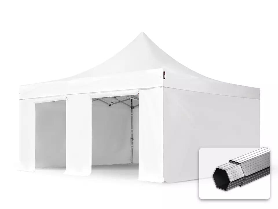 TOOLPORT Easy Up pavillon 5x5m Kvalitetspolyester 400 g/m² hvid 100 % vandtæt Faltzelt, Klappzelt hvid