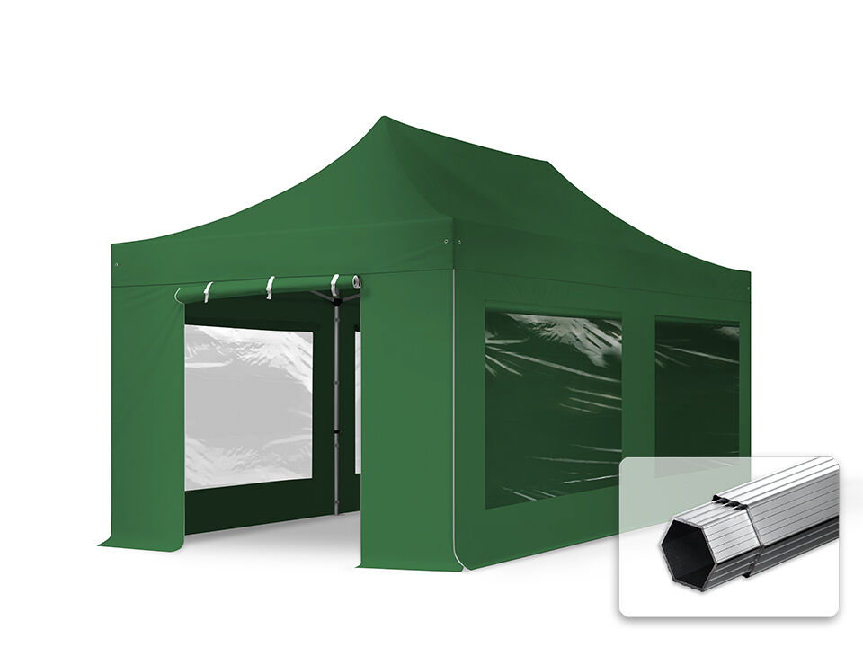 TOOLPORT Easy Up pavillon 3x6m Kvalitetspolyester 400 g/m² mørkegrøn 100 % vandtæt Faltzelt, Klappzelt mørkegrøn