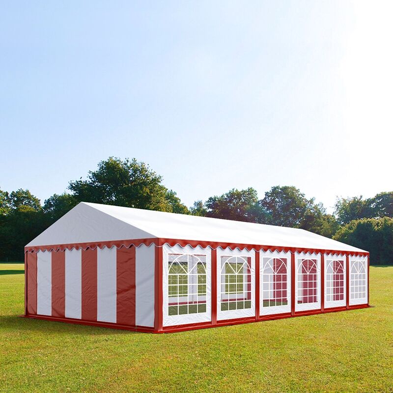 TOOLPORT Partytelt 6x12m PVC 500 g/m² rød og hvid 100 % vandtæt Gartenzelt, Festzelt, Pavillon rød og hvid