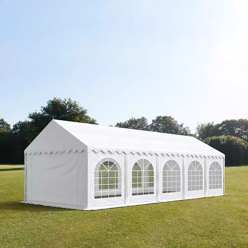 TOOLPORT Partytelt 4x10m PVC 500 g/m² hvid 100 % vandtæt Gartenzelt, Festzelt, Pavillon hvid