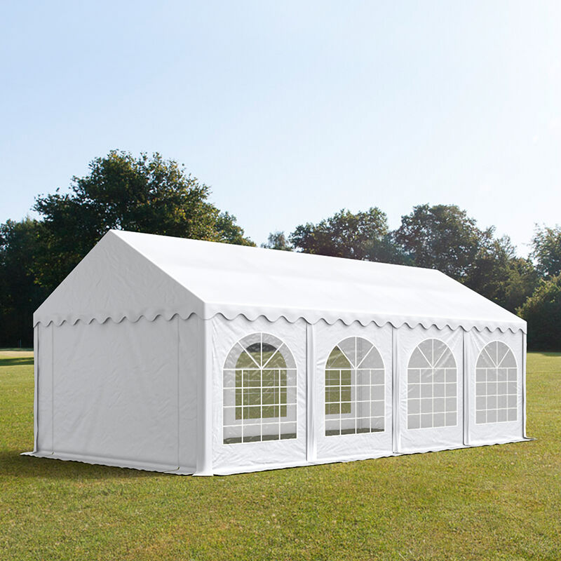 TOOLPORT Partytelt 4x8m PVC 500 g/m² hvid 100 % vandtæt Gartenzelt, Festzelt, Pavillon hvid