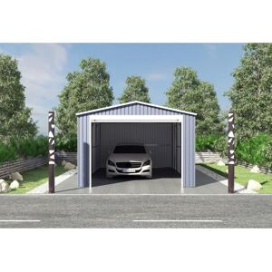 EXPERTLAND Garaje de acero galvanizado gris OCTOU - 19,5 m²