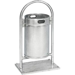 VAR Colector de residuos para exteriores, 60 l, acero, con arco tubular, galvanizado al horno