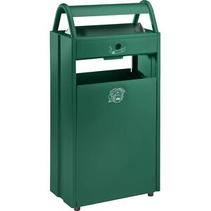 VAR Colector de residuos con cenicero y tejadillo protector contra la lluvia, capacidad 60 l, A x H x P 480 x 960 x 250 mm, verde musgo RAL 6005