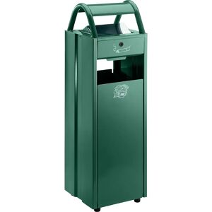 VAR Colector de residuos con cenicero y tejadillo protector contra la lluvia, capacidad 35 l, A x H x P 300 x 960 x 250 mm, verde musgo RAL 6005