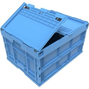 kaiserkraft Caja plegable de polipropileno, capacidad 200 l, con tapa de bisagra, azul