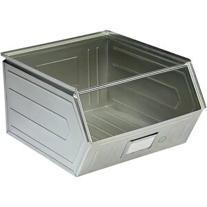 kaiserkraft Caja visualizable de chapa de acero, L x A x H 544 x 460 x 300 mm, con barra portante, galvanizado, a partir de 10 unid.