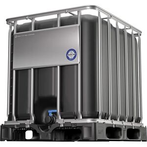 kaiserkraft Contenedor IBC con homologación UN, protección UV, capacidad 1000 l, negro, sobre palet de plástico