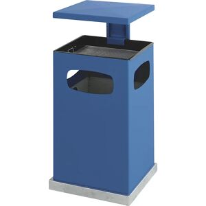 kaiserkraft Colector de residuos con cenicero interior y tejadillo, capacidad 72 l, A x H x P 500 x 955 x 500 mm, azul genciana