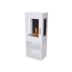 Purline Biochimenea de suelo, 3000W, diseño rectangular en acero blanco