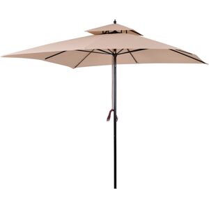 Outsunny Parasol de jardín color beige 300 x 300 x 297cm