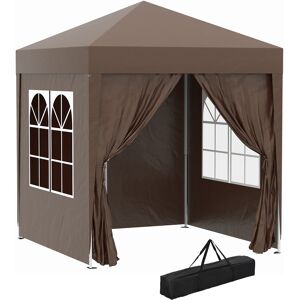 Outsunny Carpa plegable color marrón 200 x 200 x 240 cm