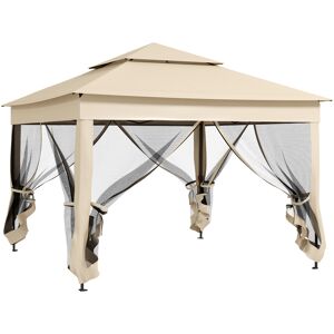 Outsunny Carpa plegable color beige 325 x 325 x 270 cm