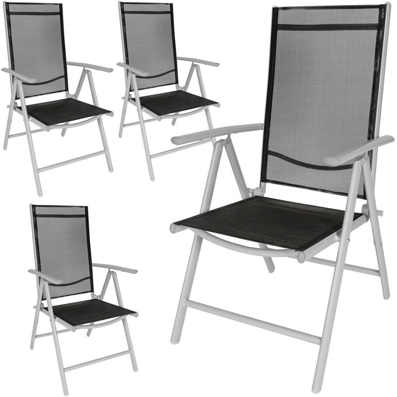 TECTAKE 4 sillas de jardín de aluminio - mueble de terraza plegable, silla con