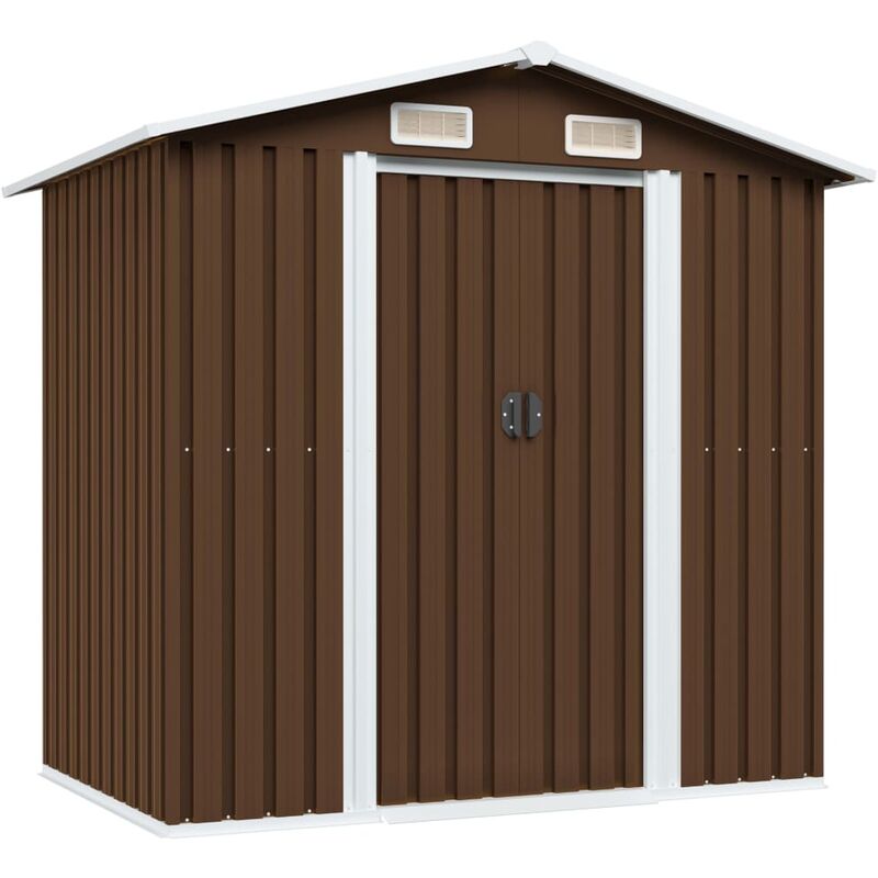 VIDAXL Caseta de almacenamiento jardín acero marrón 204x132x186 cm - Marrone