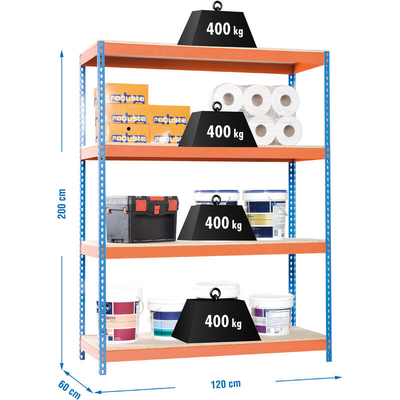 SIMONRACK ESTANTERIA MEDIA CARGA ECOFORTE 1206-4 CHIPBOARD AZUL/NARANJA