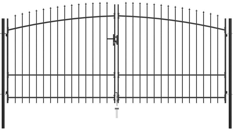 HOMMOO Puerta doble para valla con puntas de lanza 400x225 cm - Hommoo