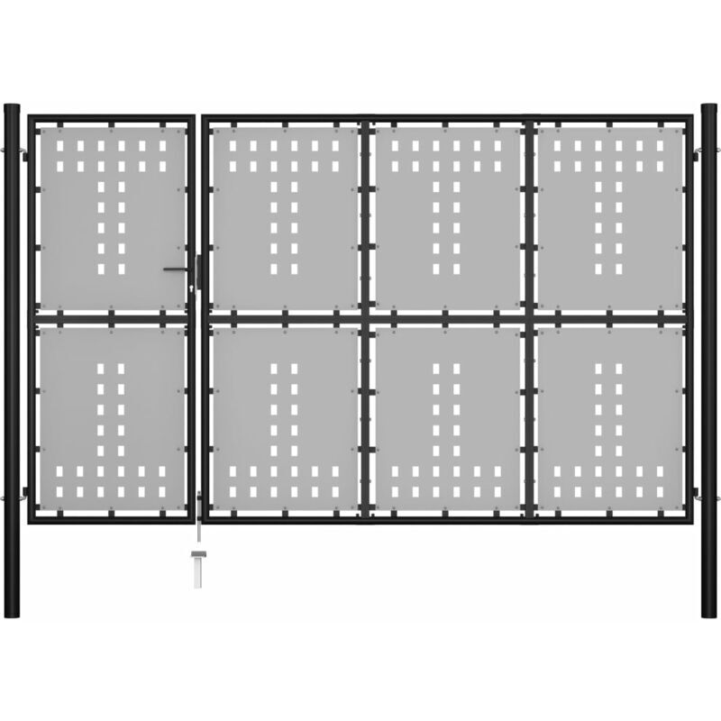 ASUPERMALL Puerta de jardin de acero negro 350x175 cm
