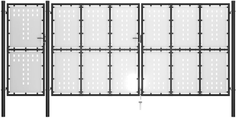 ASUPERMALL Puerta de jardin de acero negro 500x175 cm