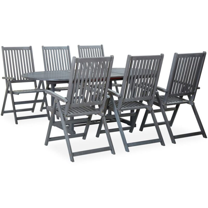 VIDAXL Set de comedor de jardín 7 piezas madera maciza de acacia gris - Grigio