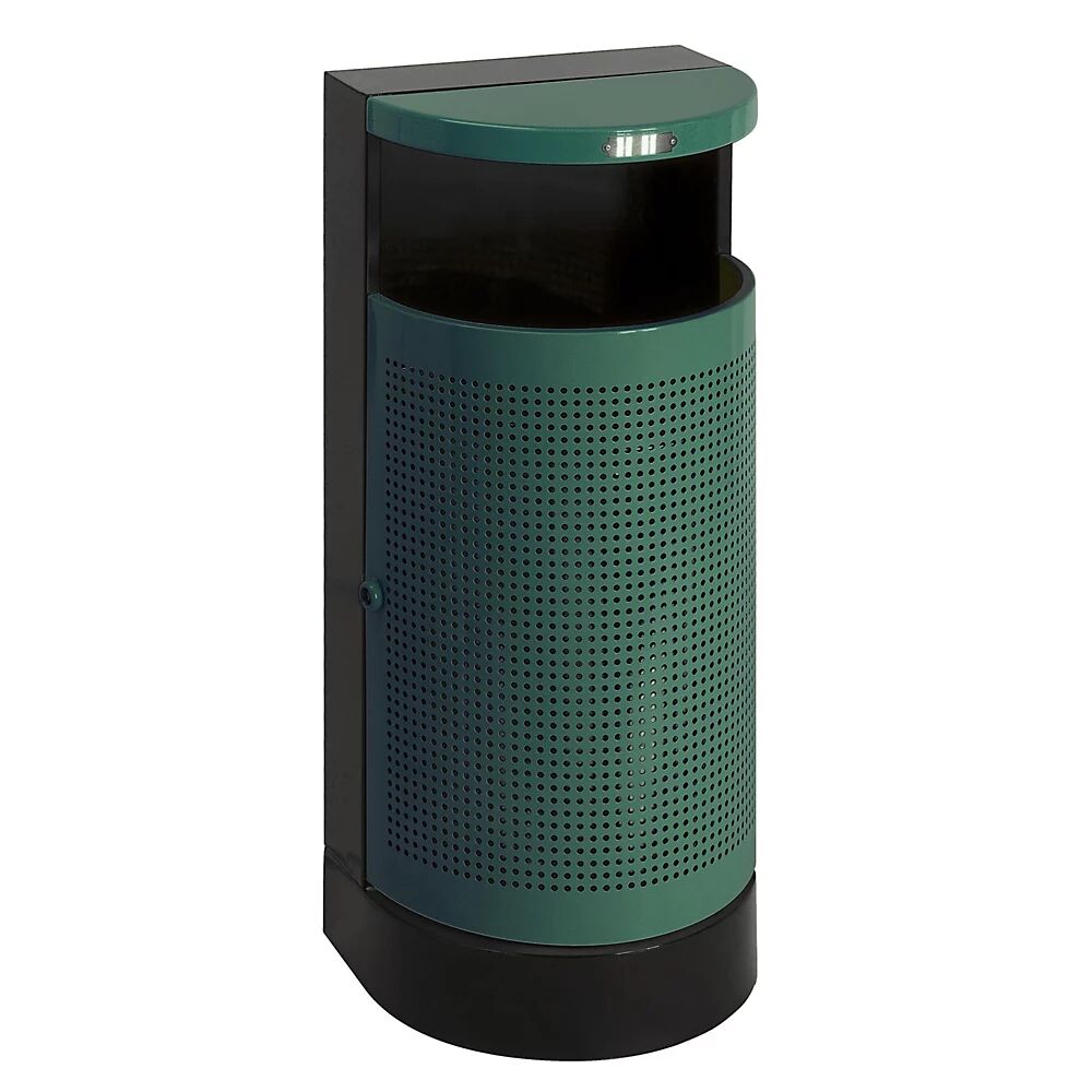 kaiserkraft Colector de residuos semicircular para exteriores, capacidad 35 l, H x A x P 900 x 320 x 400 mm, verde