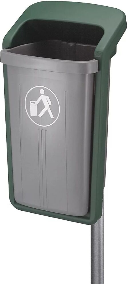 kaiserkraft Recipiente de residuos para exteriores, capacidad 50 l, A x H x P 460 x 845 x 390 mm, gris / verde