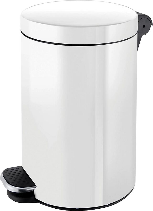 kaiserkraft Recipiente para residuos con pedal, capacidad 5 l, H x Ø 280 x 210 mm, blanco