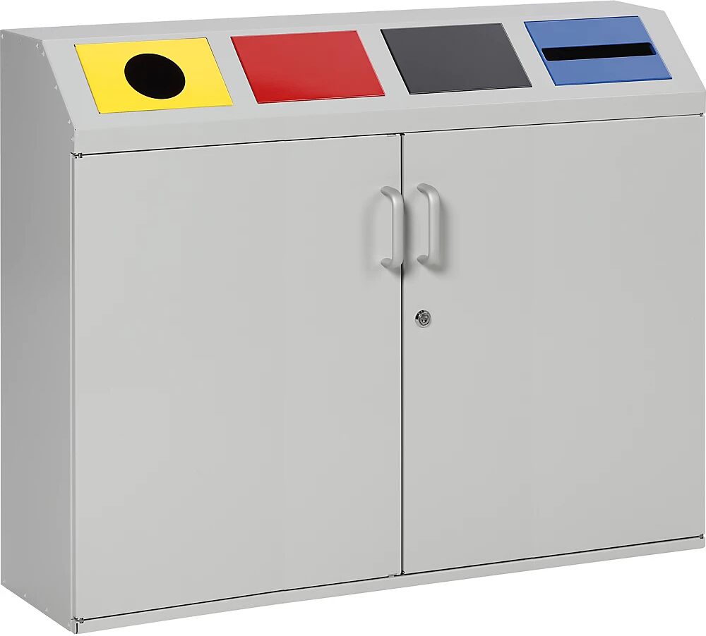 eurokraft pro Armario para separación de materiales, capacidad 4 x 50 l, gris luminoso RAL 7035