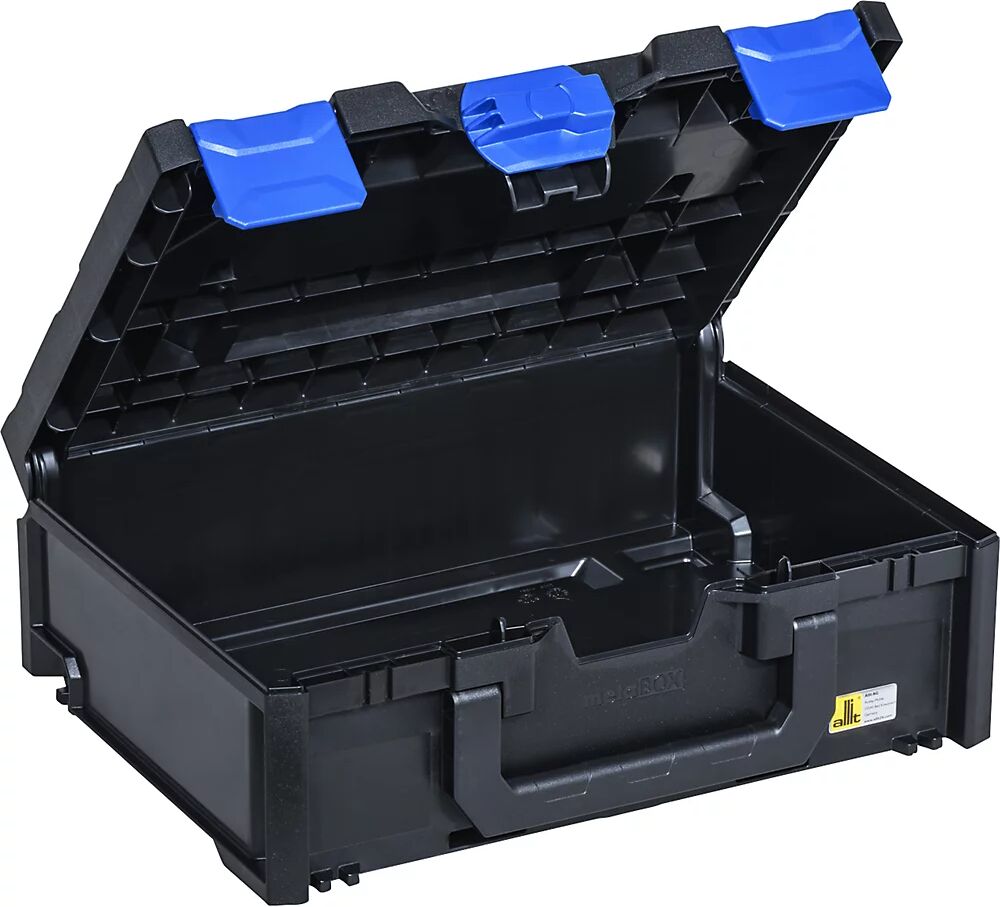 kaiserkraft Caja de transporte y almacenamiento, negro/azul, ABS, L x A x H exteriores 396 x 296 x 145 mm