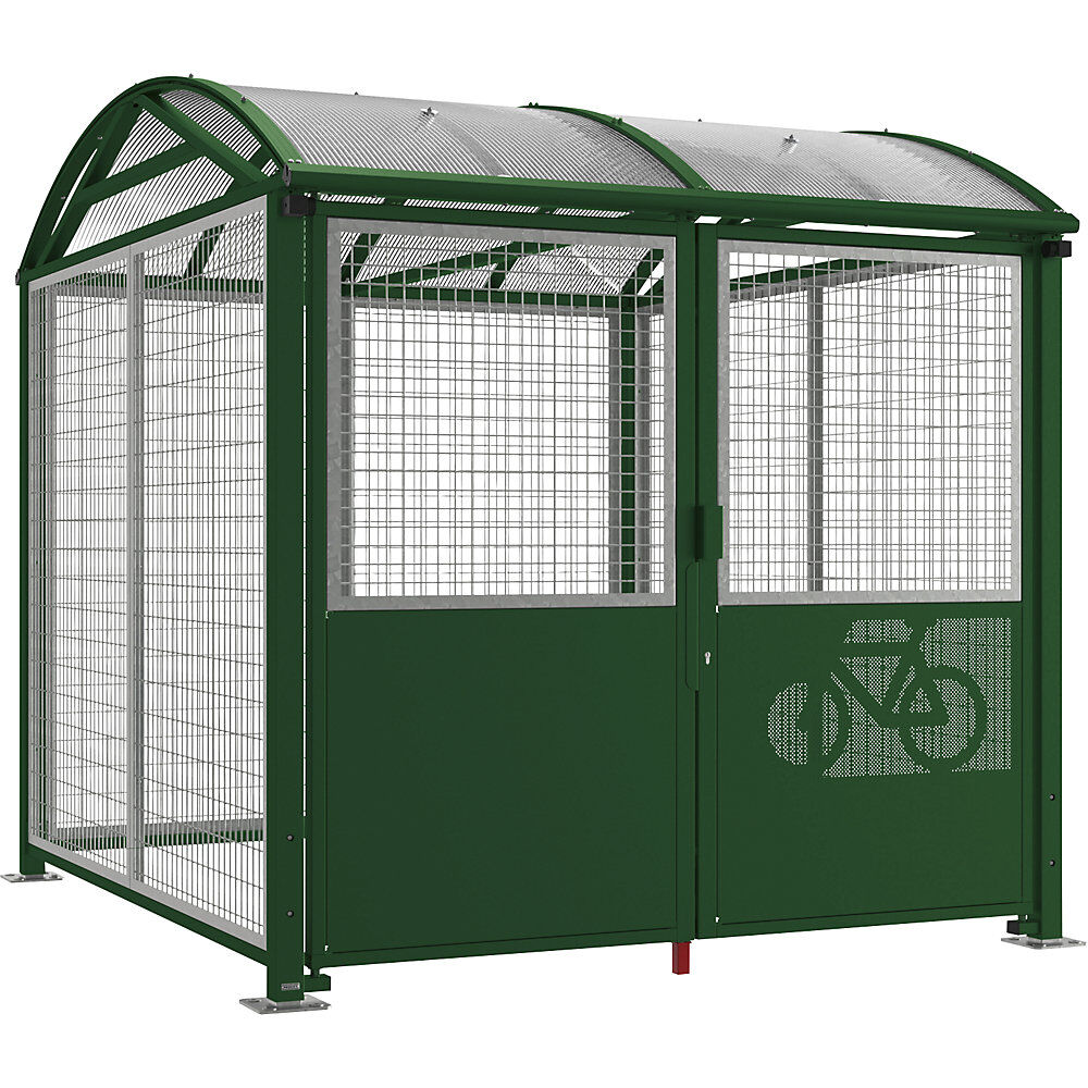 PROCITY Marquesina para bicicletas, bajo llave, modelo básico con cerradura de cilindro, verde musgo