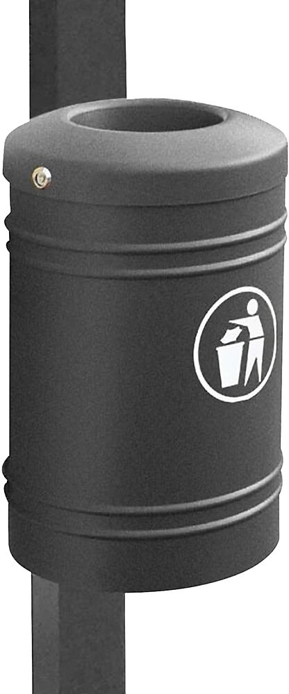 PROCITY Recipiente de residuos para exteriores ESTEREL, capacidad 40 l, para postes rectangulares de 80 x 80 mm, gris