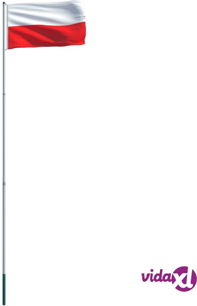 vidaXL Puolan lippu ja tanko alumiini 6 m