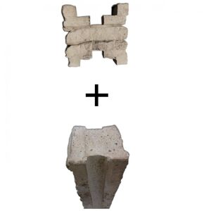 Poteau béton INTERMÉDIAIRE (aspect pierre) + Chaperon (Hauteur Poteau : 3,00m)