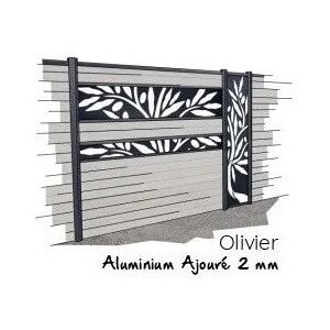 OCEWOOD Décor Aluminium Olivier (Couleurs : Blanc RAL9016, Décor Aluminium Océwood : Lame DOUBLE : 400 x 30 x 1970mm)