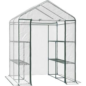 HOMCOM Serre de jardin balcon terrasse 4 étagères 143L x 143l x 195H cm acier PVC imperméable anti-UV transparent vert - Publicité