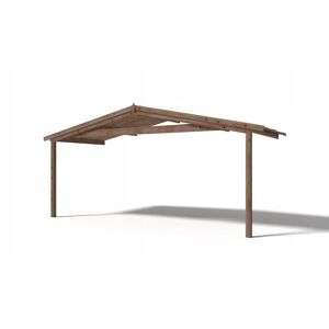 altanka Avant-toit en bois 5x2m pour le chalet de jardin 5m, traite, marron