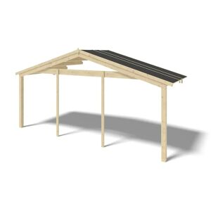 altanka Avant-toit en bois 6x2m pour le chalet de jardin 6m, couleur naturel