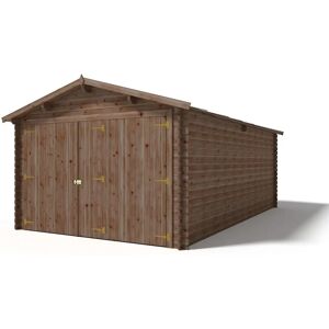 altanka Garage en bois - 21m2 - 3,50x6m - impregne - Ep. 28mm - couleur: marron