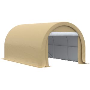 OUTSUNNY Tente garage carport dim. 5L x 3l x 2,4H m acier galvanise robuste PE haute densite 190 g/m² impermeable anti-UV beige