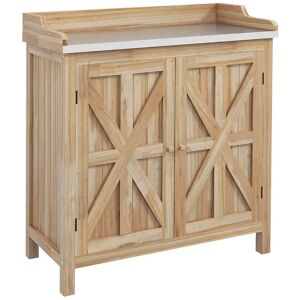 OUTSUNNY Table de rempotage armoire de jardin 2 en 1 bois sapin acier - Publicité